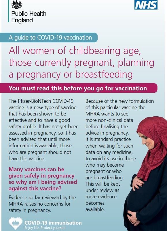 vaccine pregnancy leaflet